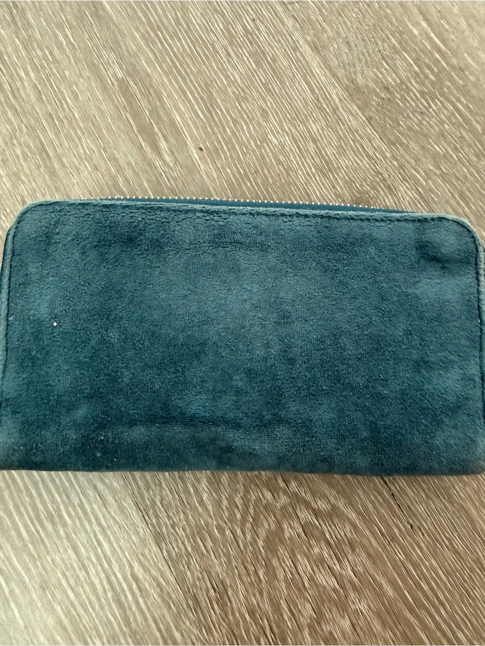 Juicy Couture Teal Suede Crystal Logo Zip Wallet